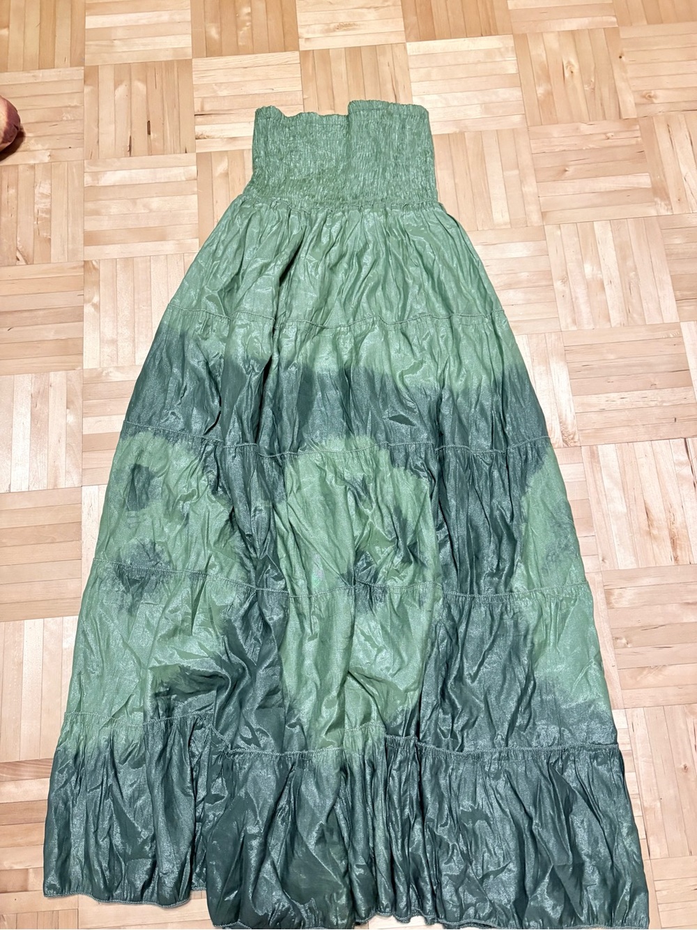 Green Ombre Strapless Maxi Skirt